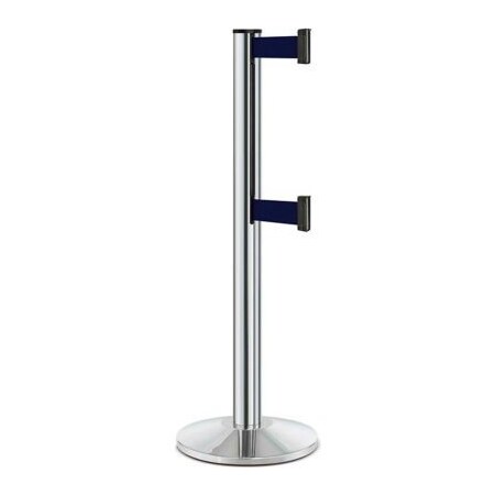 Lavi Industries Retractable Belt Barrier, Navy Blue, 7 ft Length, 40 in Post Height 50-3000DL/CL/NB